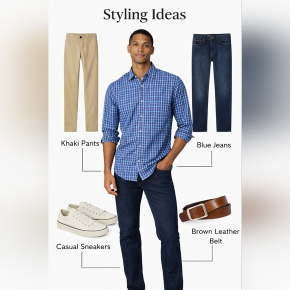 Amazon Essentials Men’s Plaid Button Down Shirt – XL – NWT - Picture 4 of 12